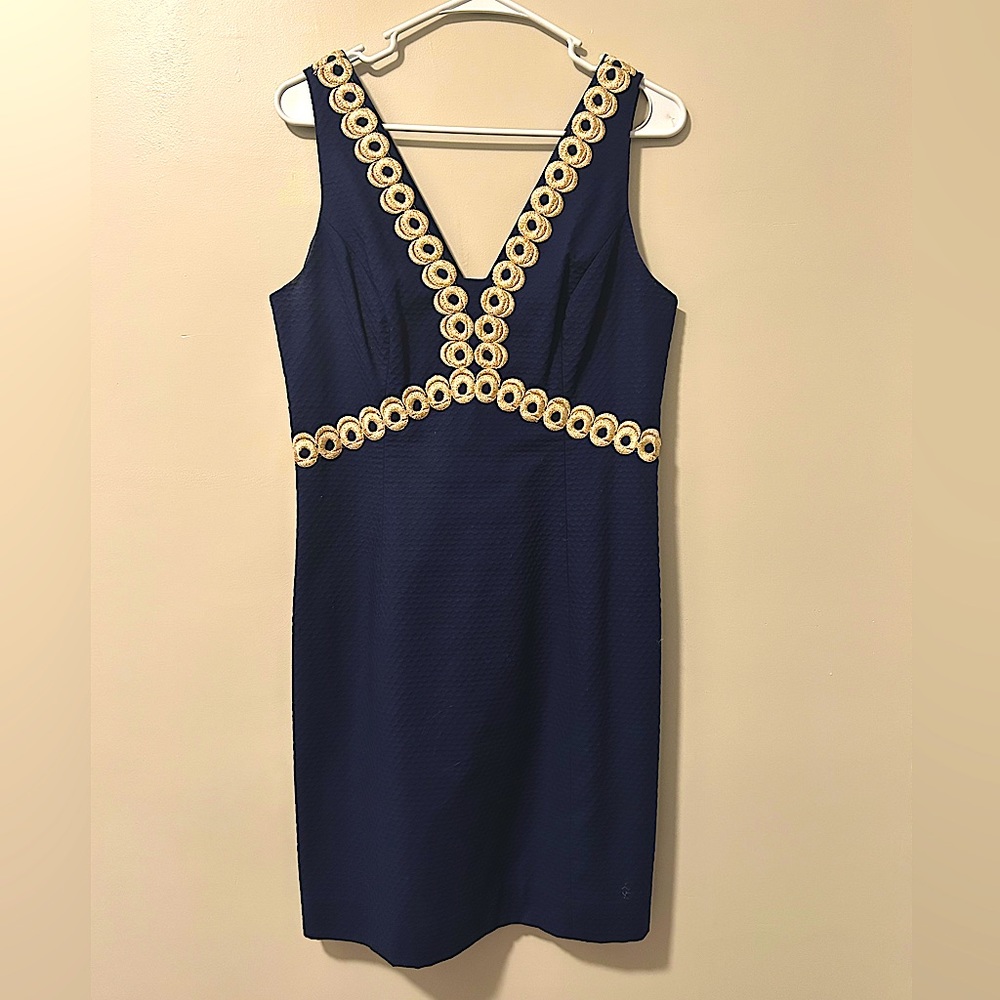 Navy and Gold Lilly Pulitzer Shift Dress